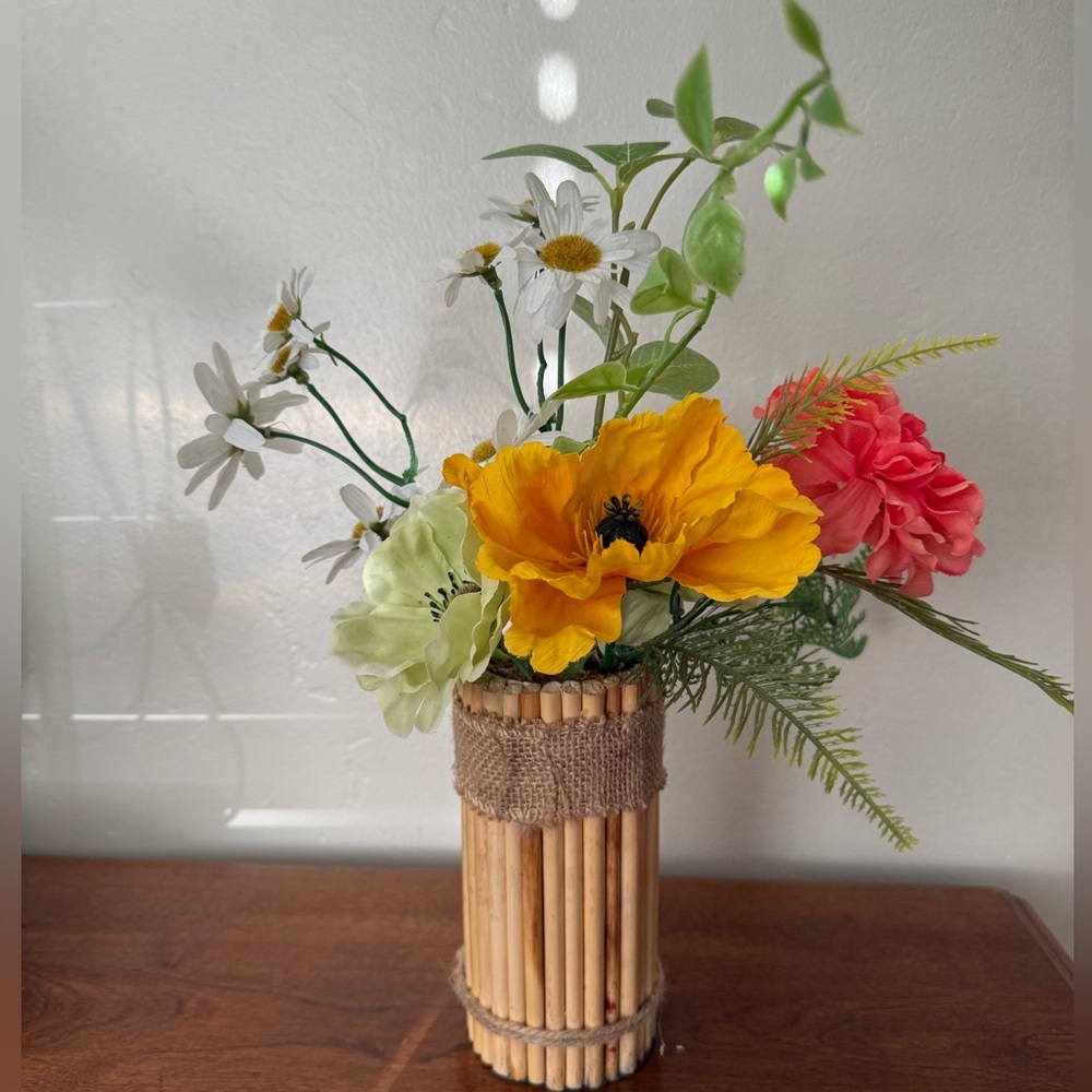 Floral Bamboo Faux Flower Centerpiece